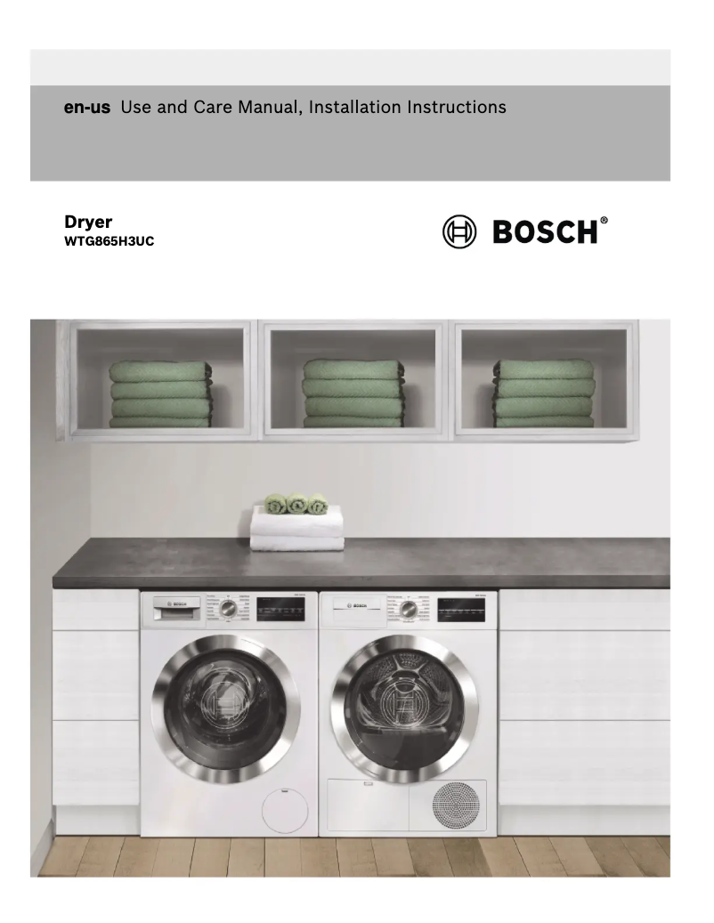 Page 1 de la notice Manuel utilisateur Bosch WTG865H3UC