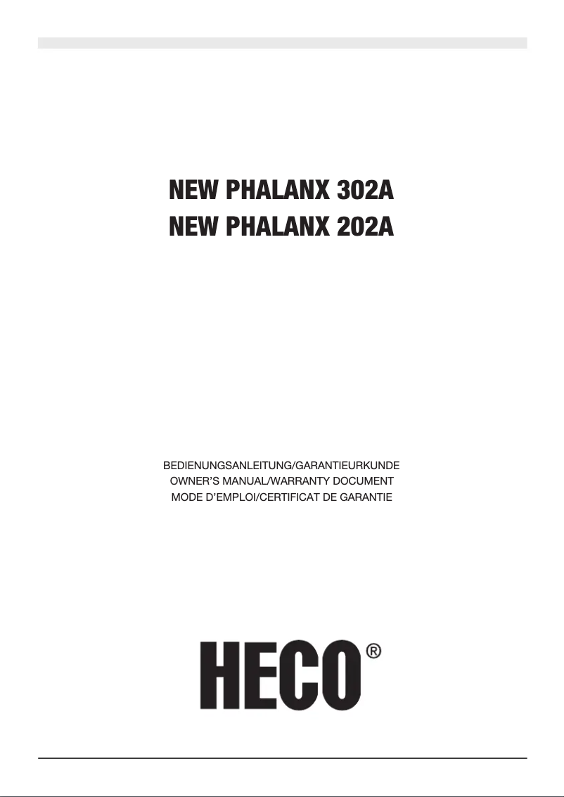 Page 1 of the manual User Manual Heco New Phalanx 202A