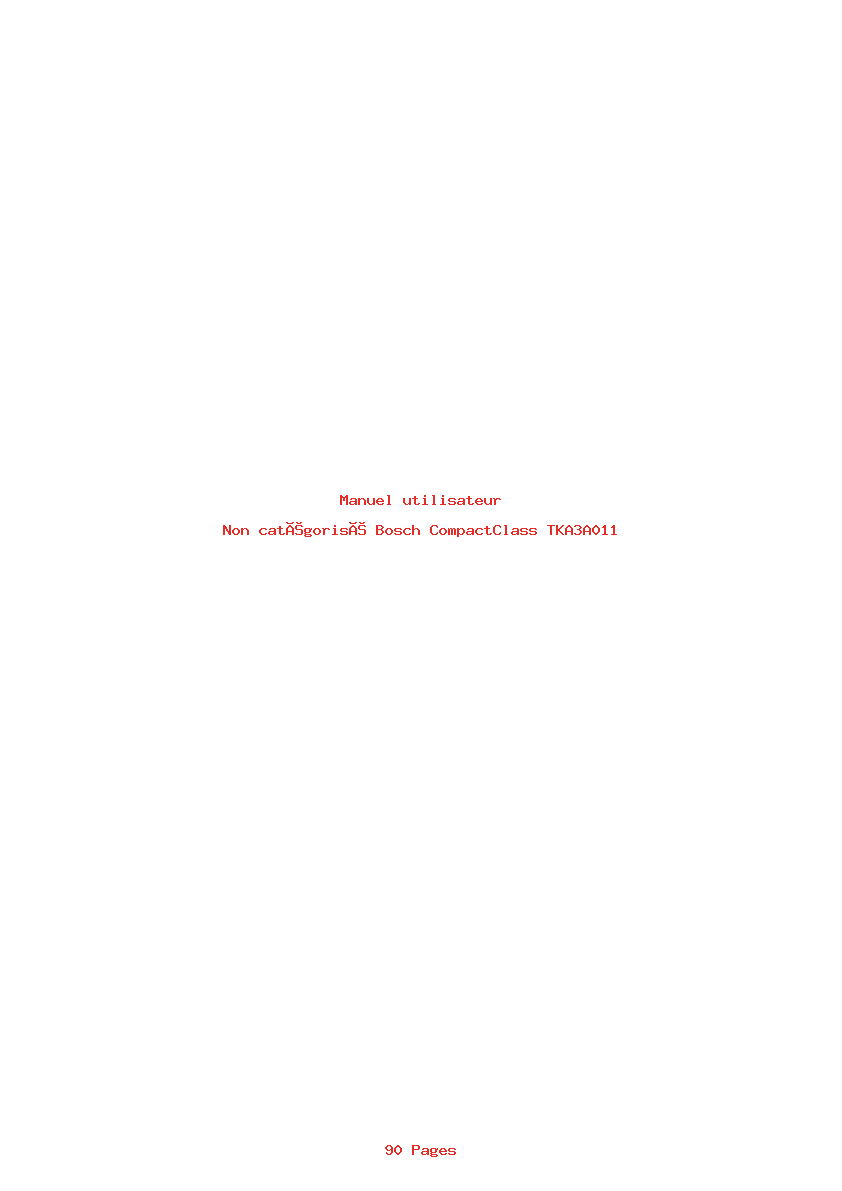 Page 1 de la notice Manuel utilisateur Bosch CompactClass TKA3A011