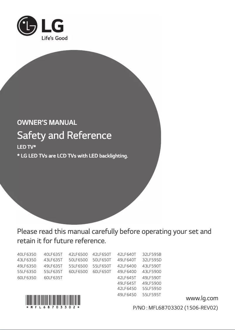 Page 1 of the manual User Manual LG 60LF635T