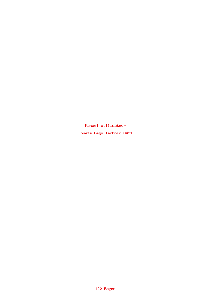 Page 1 de la notice Manuel utilisateur Lego Technic 8421