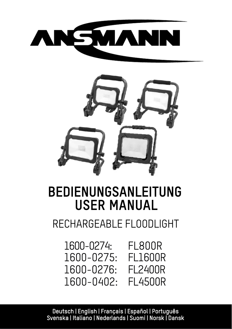 Page 1 de la notice Manuel utilisateur Ansmann FL1600R