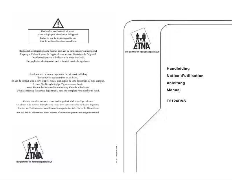 Page 1 de la notice Manuel utilisateur Etna T2124