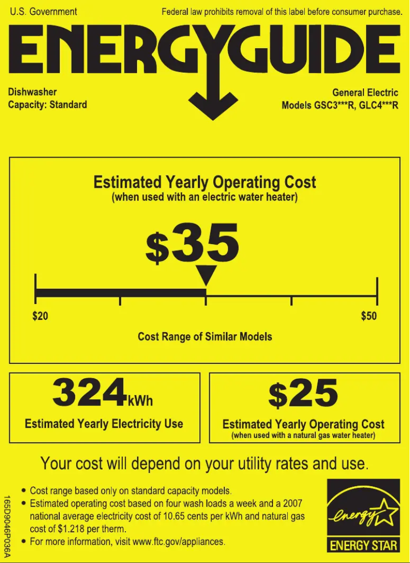 Página 1 del manual Etiqueta energética GE GSC3500RBB