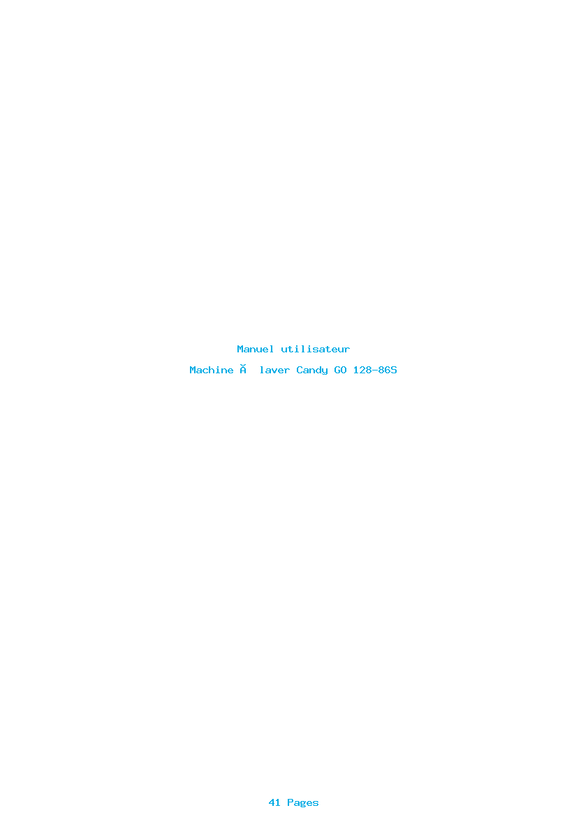 Page 1 de la notice Manuel utilisateur Candy GO 128-86S