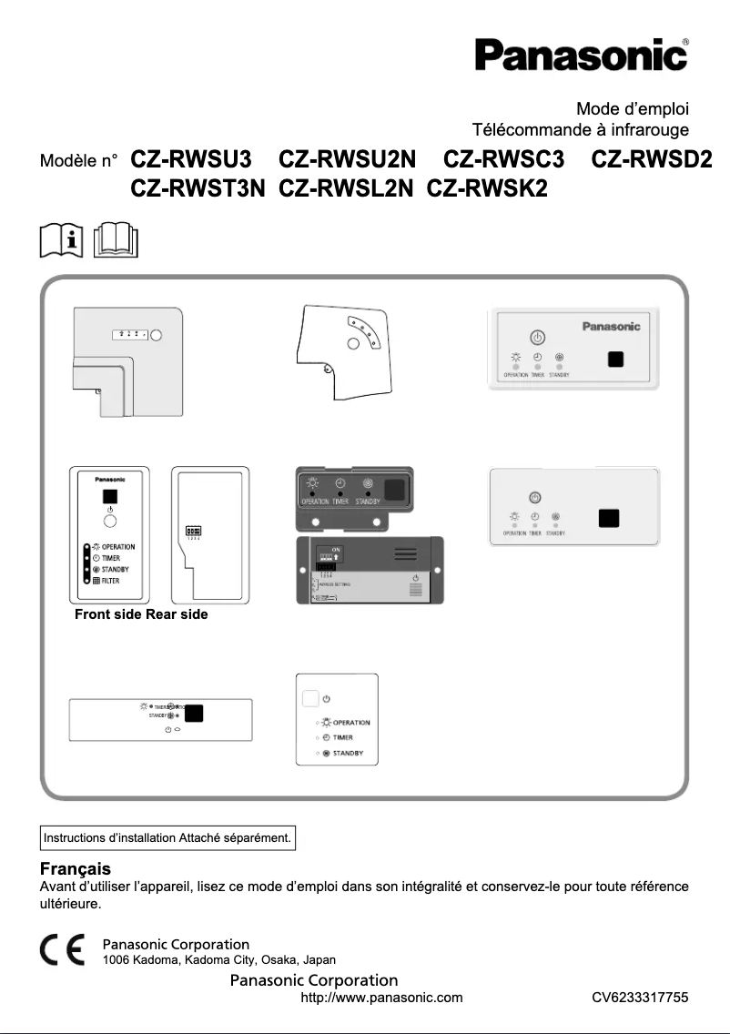 Page 1 de la notice Manuel utilisateur Panasonic CZ-RWSU3