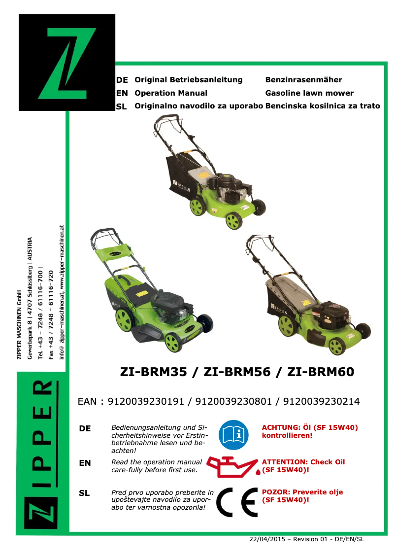 Page 1 de la notice Manuel utilisateur Zipper ZI-BRM35