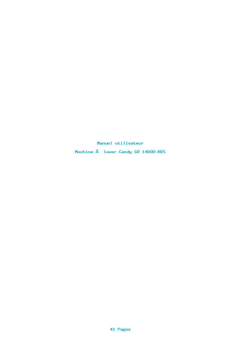 Page 1 de la notice Manuel utilisateur Candy GO 1480D-86S