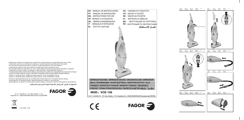 Page 1 de la notice Manuel utilisateur Fagor VCE-156