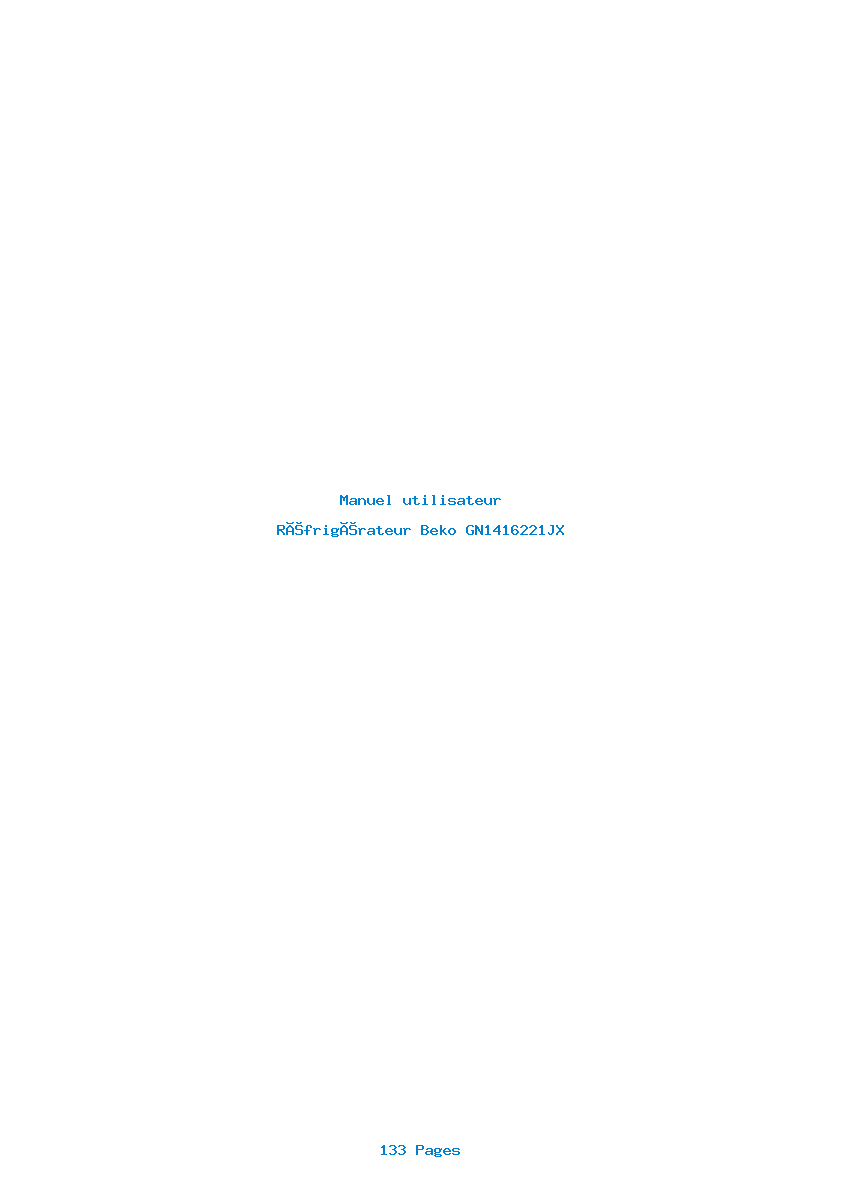 Page 1 de la notice Manuel utilisateur Beko GN1416221JX