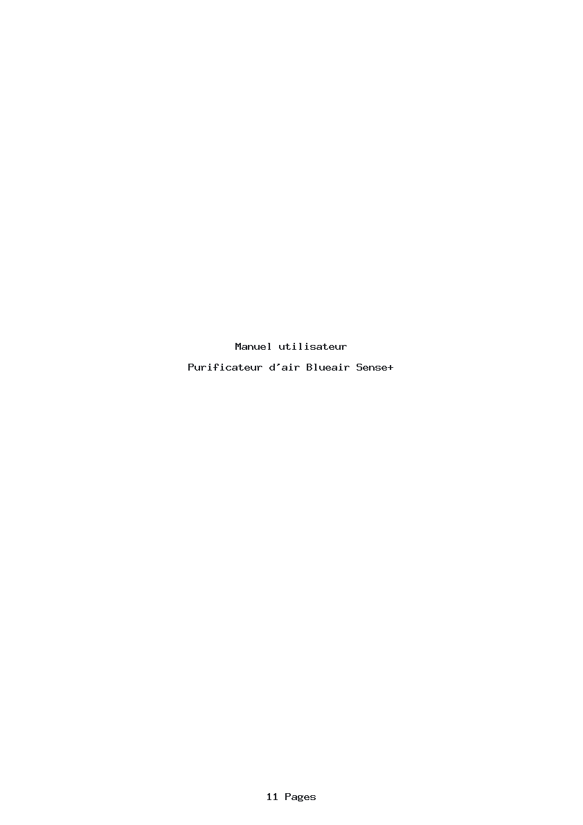 Page 1 de la notice Manuel utilisateur Blueair Sense+