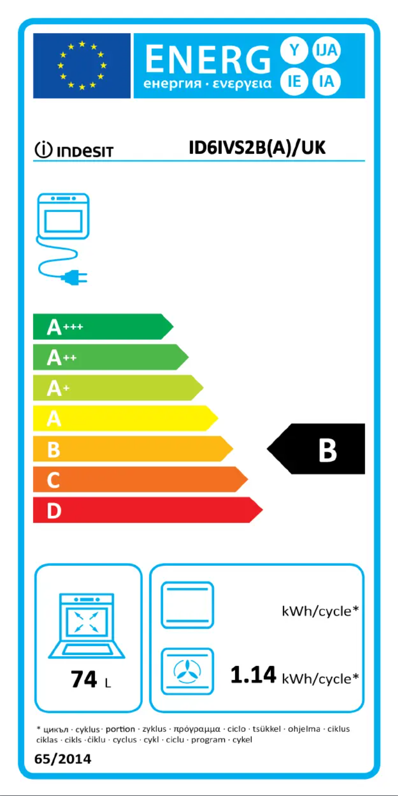 Page n°1 - Label énergétique Indesit ID6IVS2(A)/UK