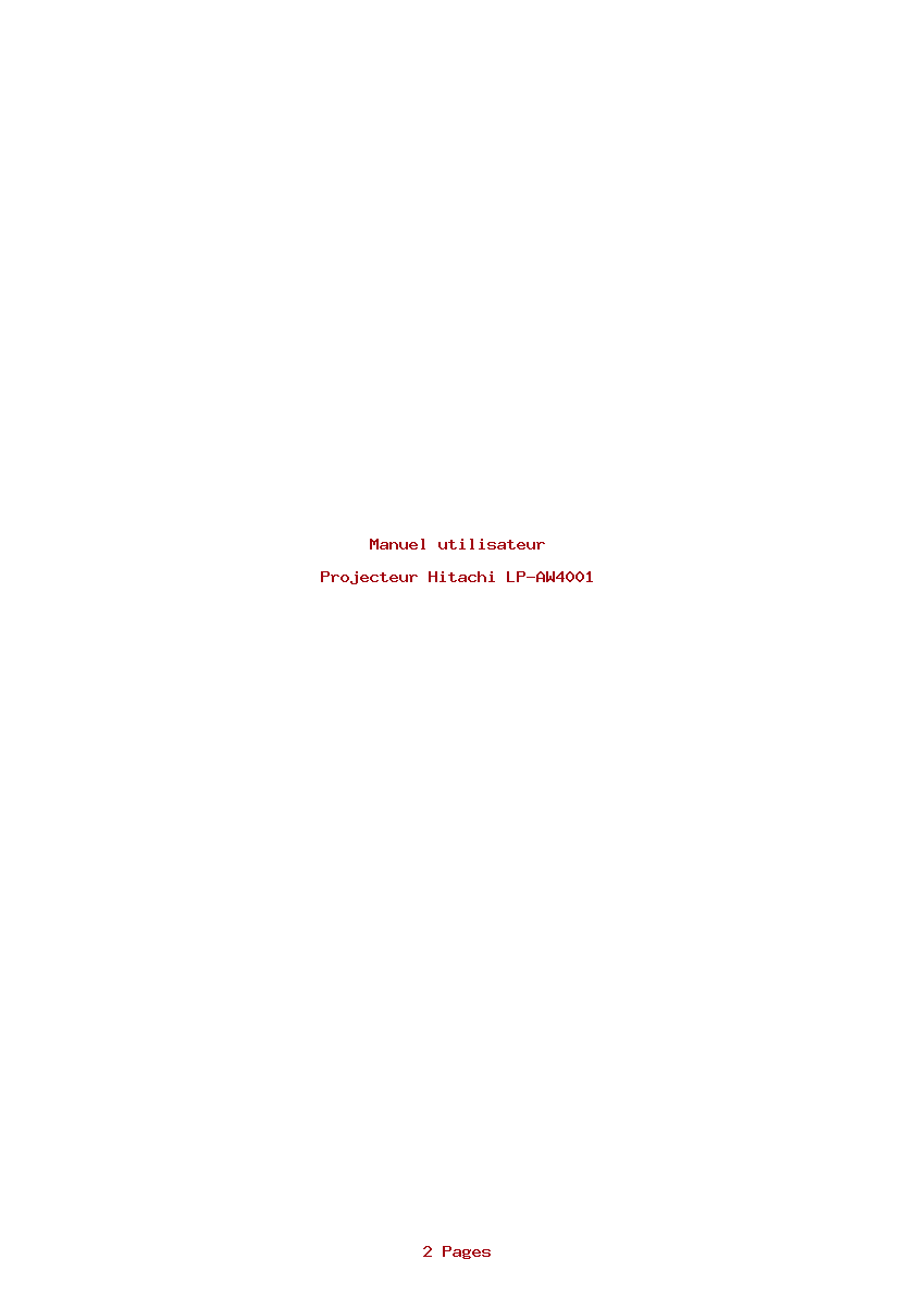 Page 1 de la notice Manuel utilisateur Hitachi LP-AW4001