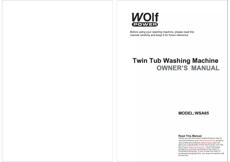 Page 1 de la notice Manuel utilisateur Wolf Power WSA65