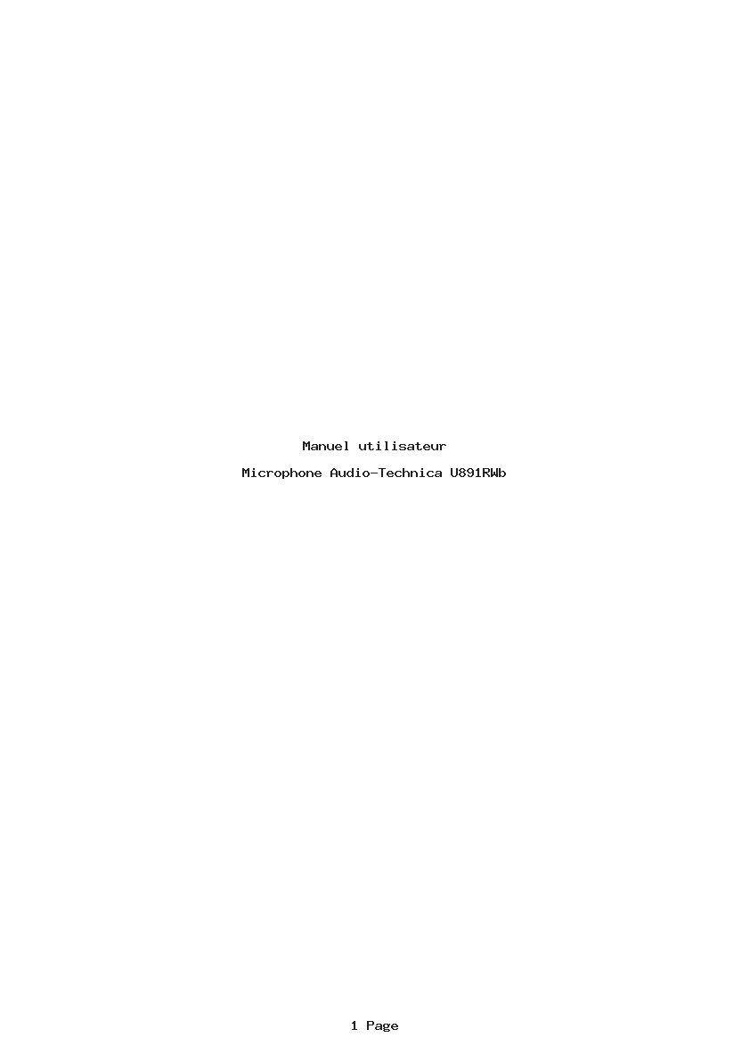 Page 1 de la notice Manuel utilisateur Audio-Technica U891RWb