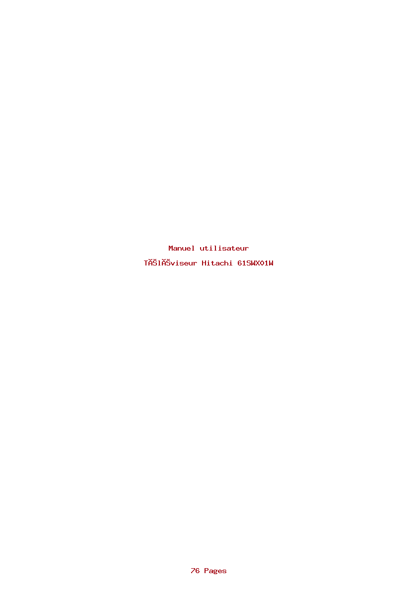 Page 1 de la notice Manuel utilisateur Hitachi 61SWX01W