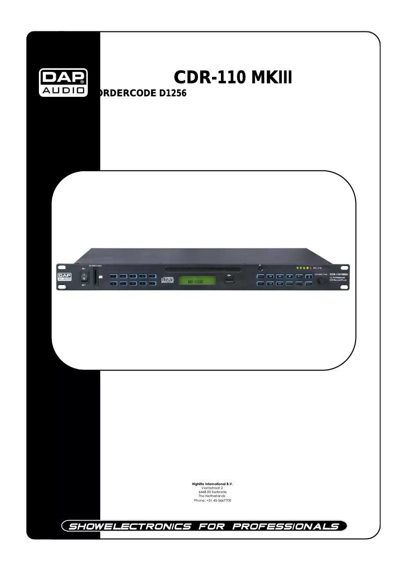 Page 1 de la notice Manuel utilisateur DAP-Audio CDR-110 MKIII
