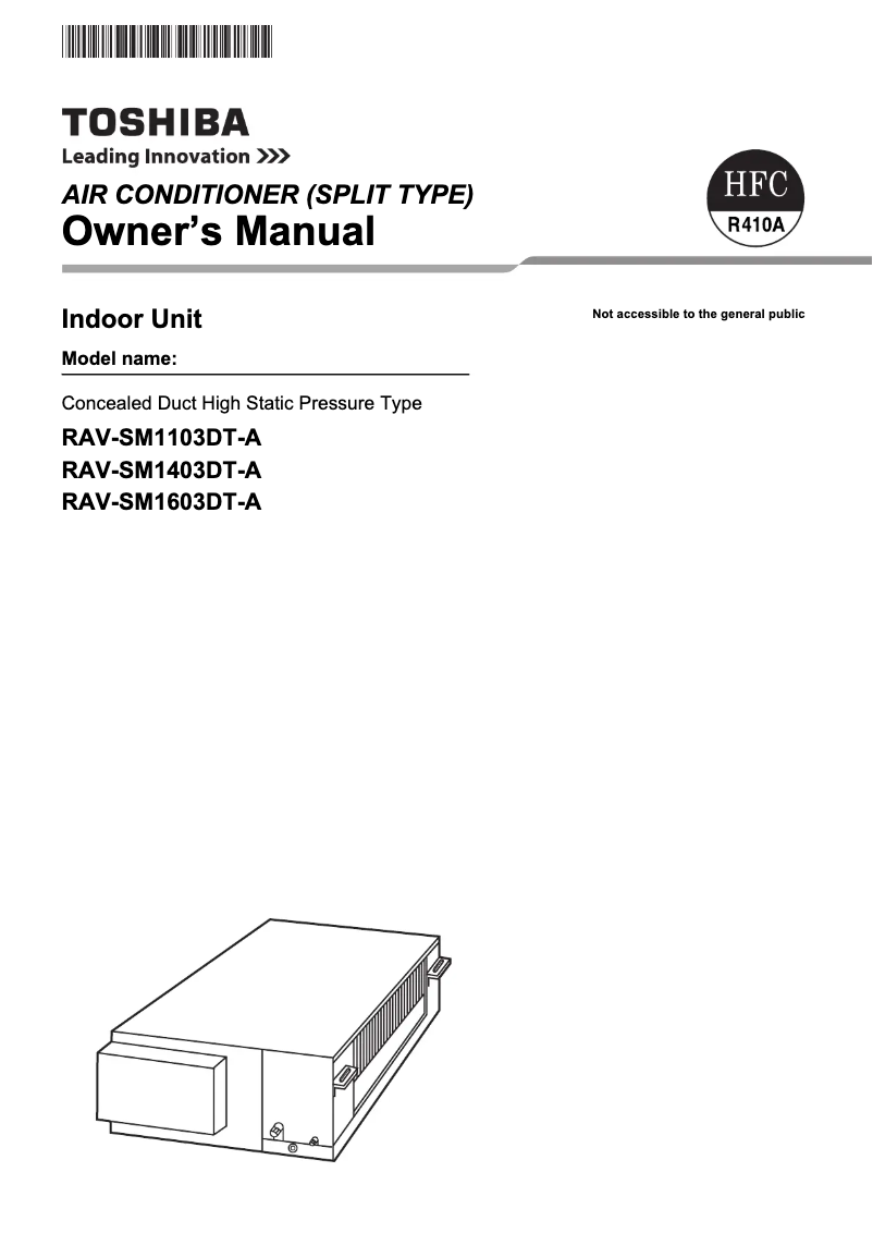 Page 1 de la notice Manuel utilisateur Toshiba RAV-SM1103DT-A