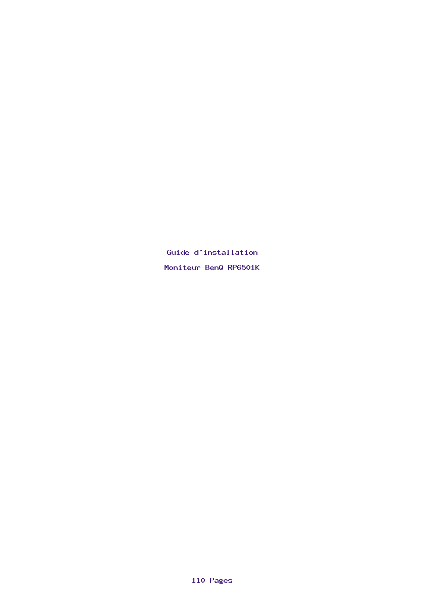 Page 1 de la notice Guide d'installation BenQ RP6501K