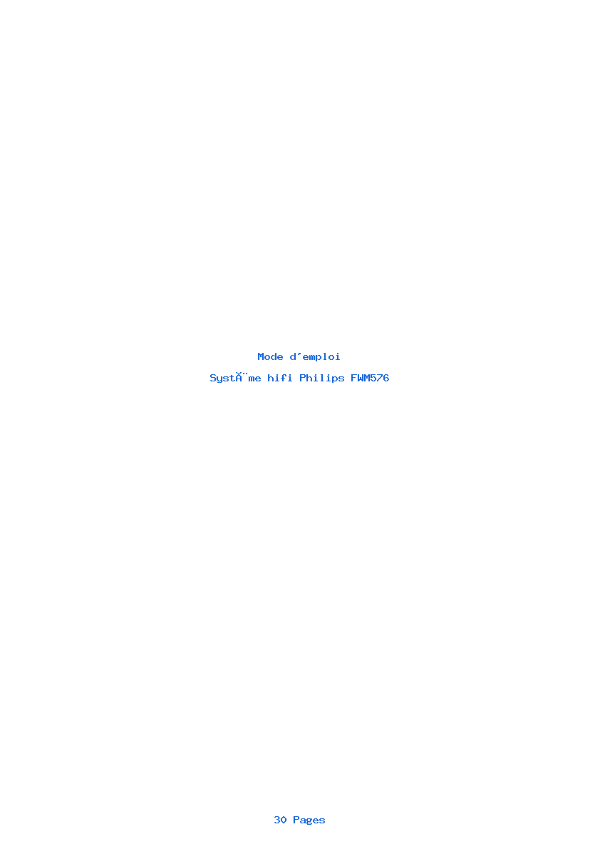 Page 1 de la notice Mode d'emploi Philips FWM576