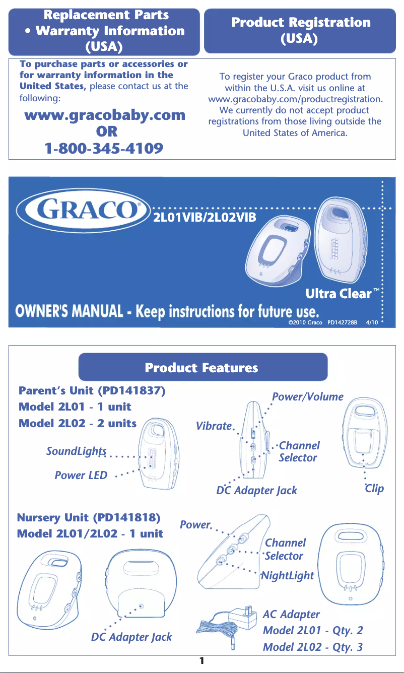 Page 1 de la notice Manuel utilisateur Graco Ultra Clear 2L02VIB