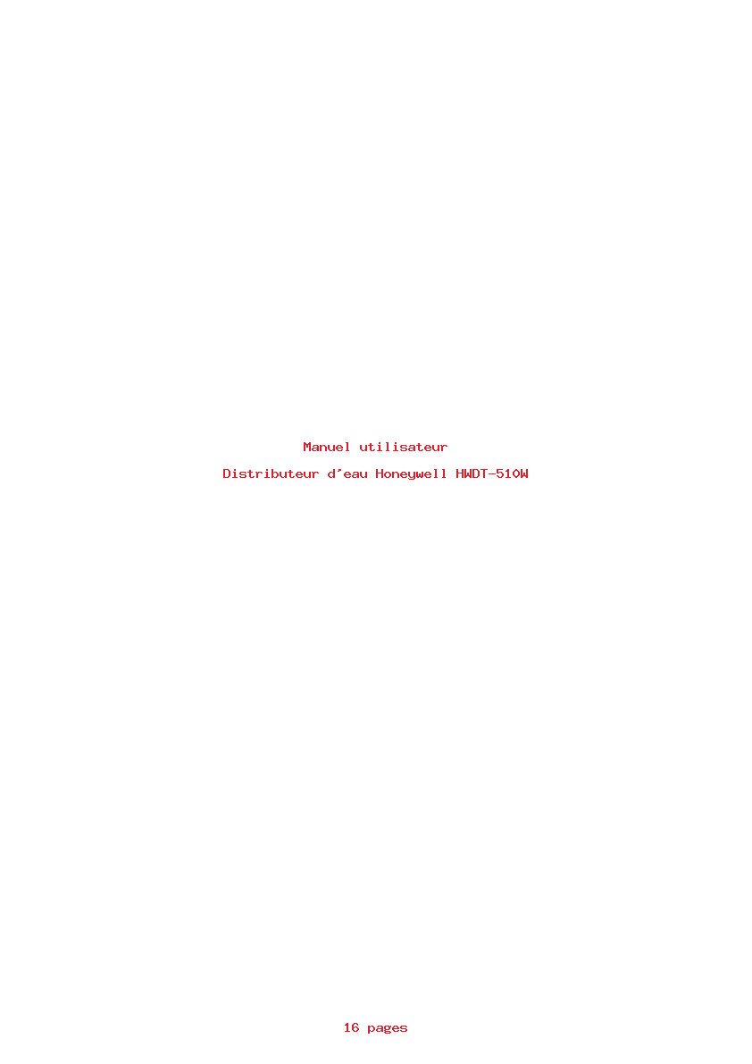 Page 1 de la notice Manuel utilisateur Honeywell HWDT-510W