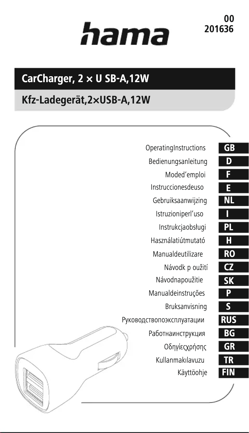Page 1 de la notice Manuel utilisateur Hama 201636