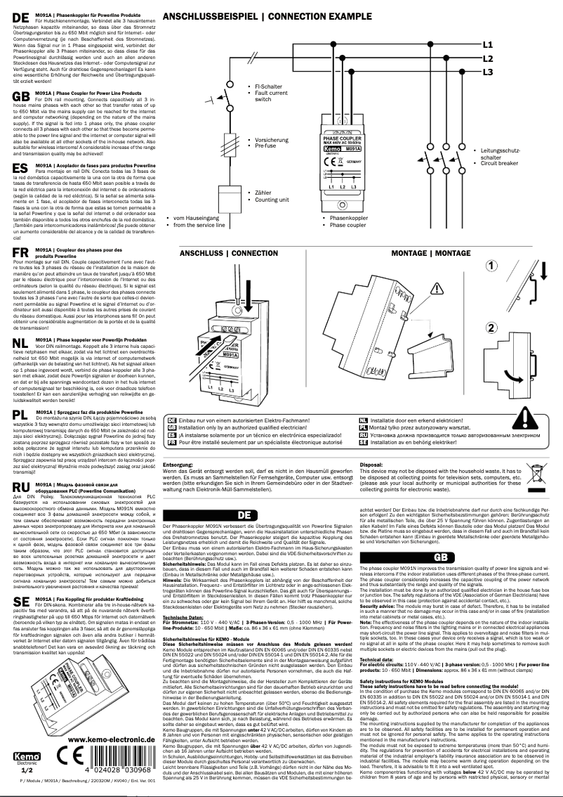 Page 1 de la notice Manuel utilisateur Kemo M091A