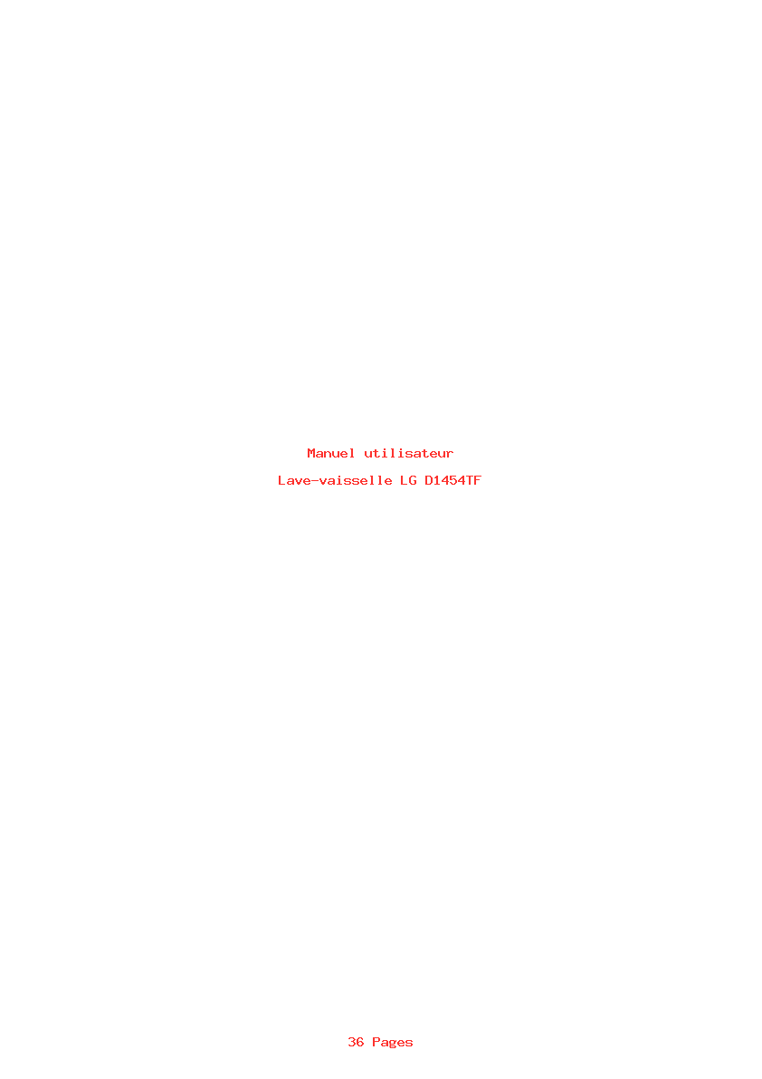 Page 1 de la notice Manuel utilisateur LG D1454TF