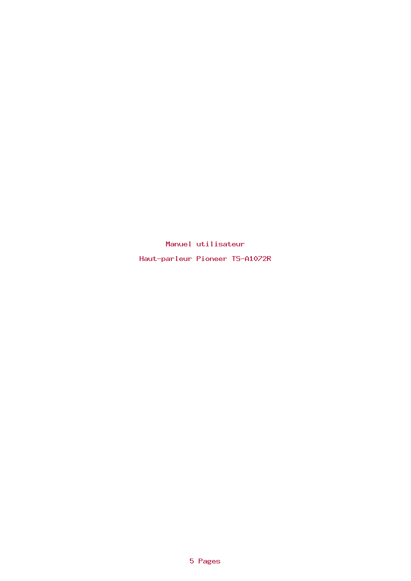 Page 1 de la notice Manuel utilisateur Pioneer TS-A1072R