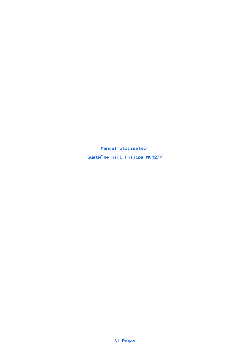 Page 1 de la notice Manuel utilisateur Philips MCM277