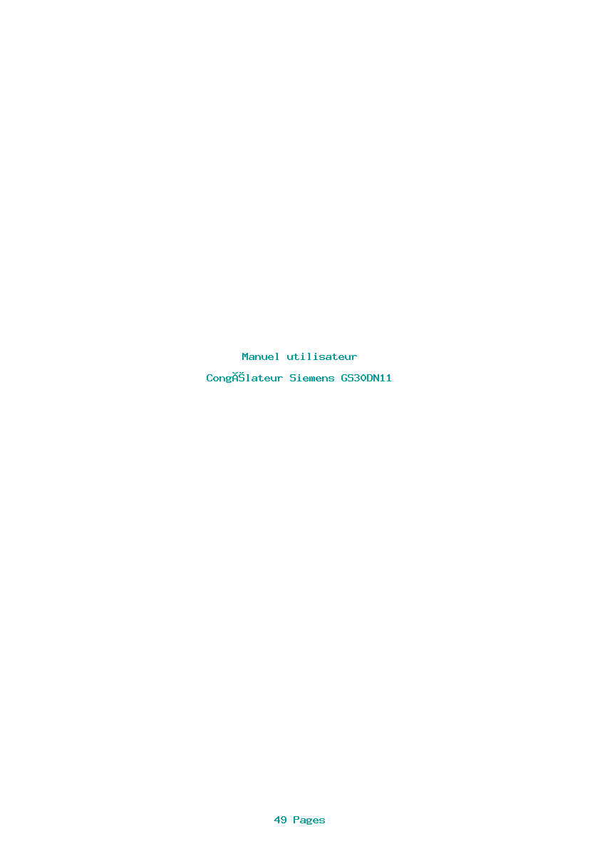 Page 1 de la notice Manuel utilisateur Siemens GS30DN11
