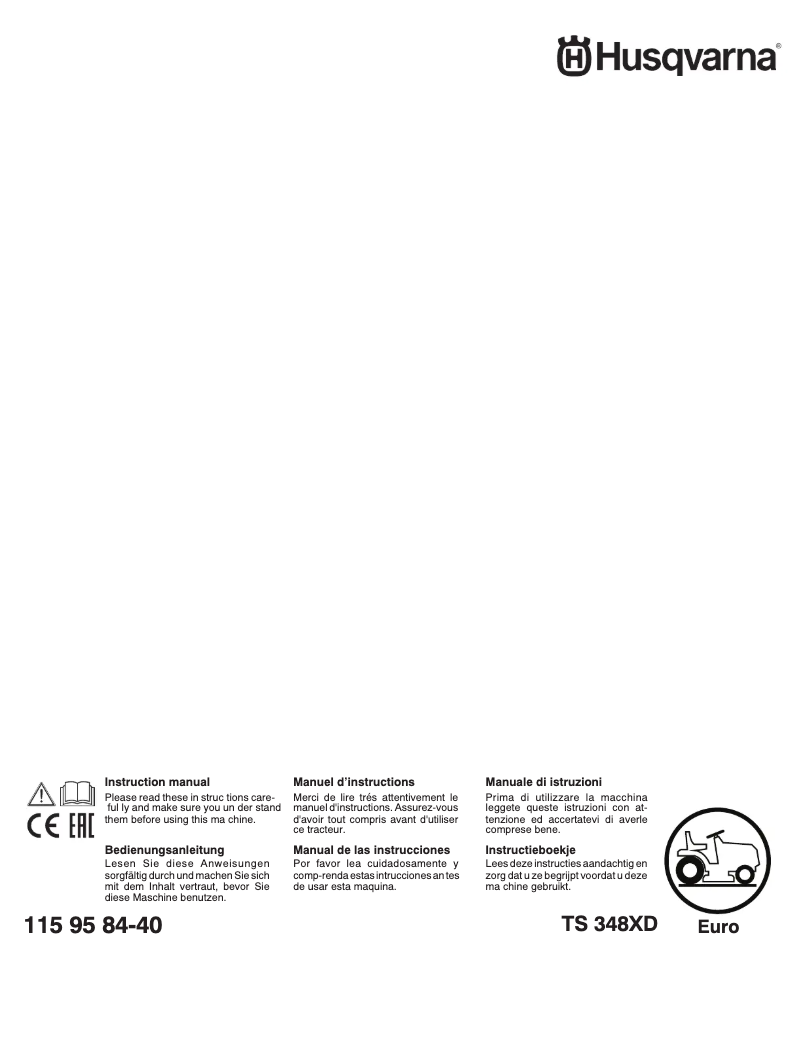 Page 1 de la notice Manuel utilisateur Husqvarna TS 348XD