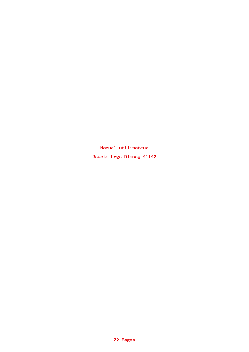 Page 1 de la notice Manuel utilisateur Lego Disney 41142