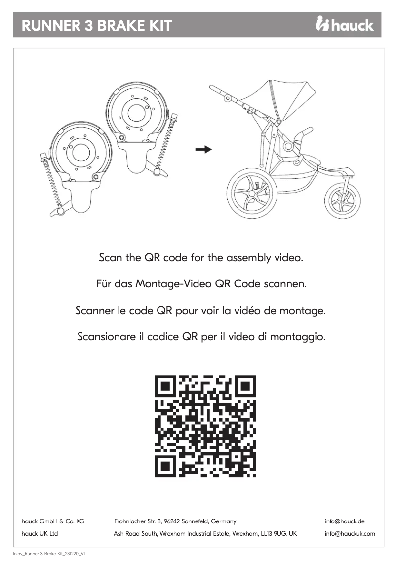 Page 1 de la notice Manuel utilisateur Hauck Runner 3 Brake Kit