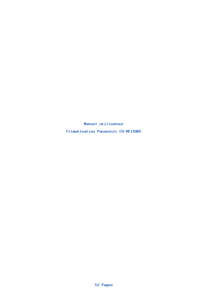 Page 1 de la notice Manuel utilisateur Panasonic CU-RE15QKE