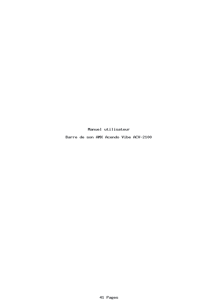 Page 1 de la notice Manuel utilisateur AMX Acendo Vibe ACV-2100