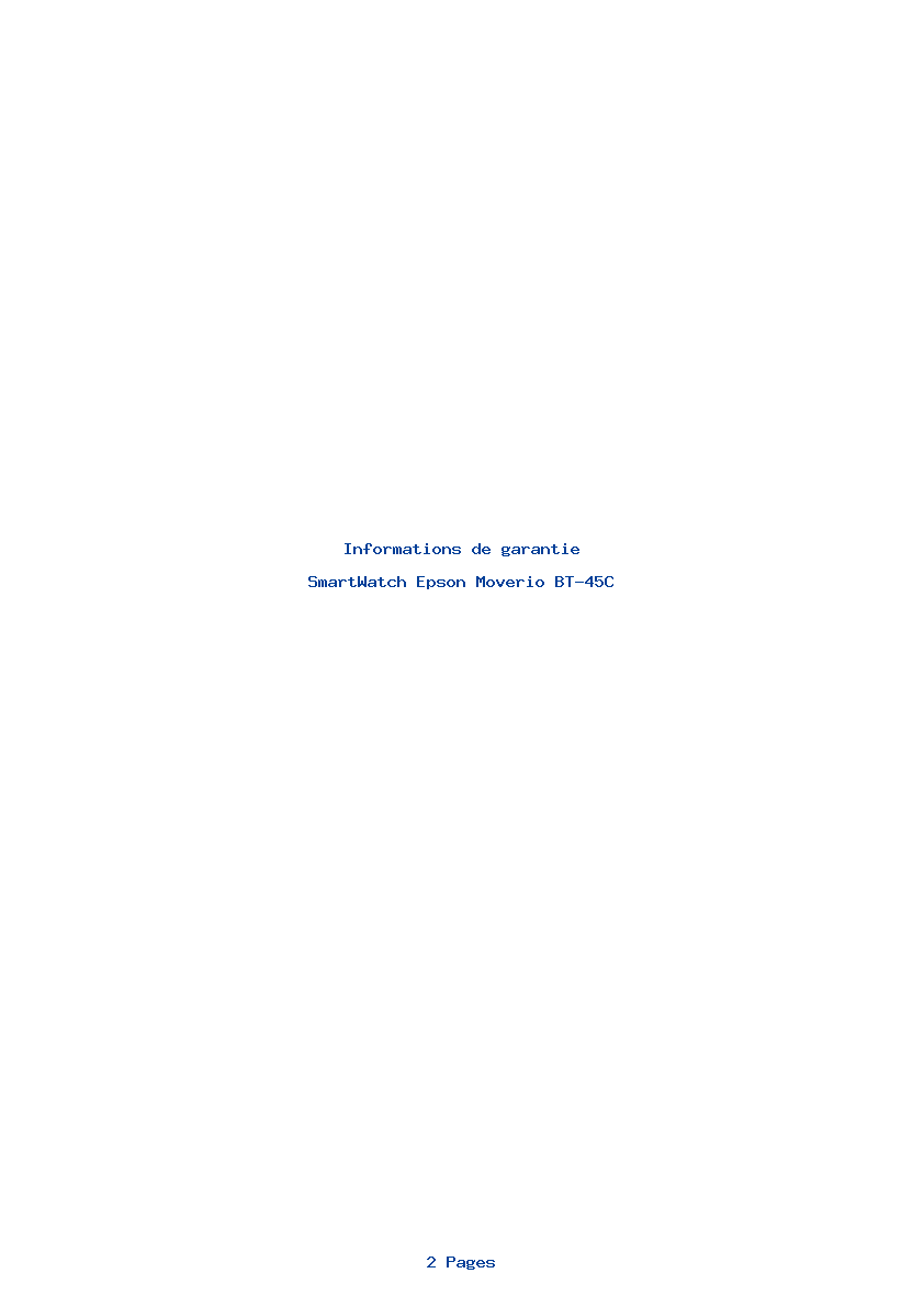 Page 1 de la notice Informations de garantie Epson Moverio BT-45C