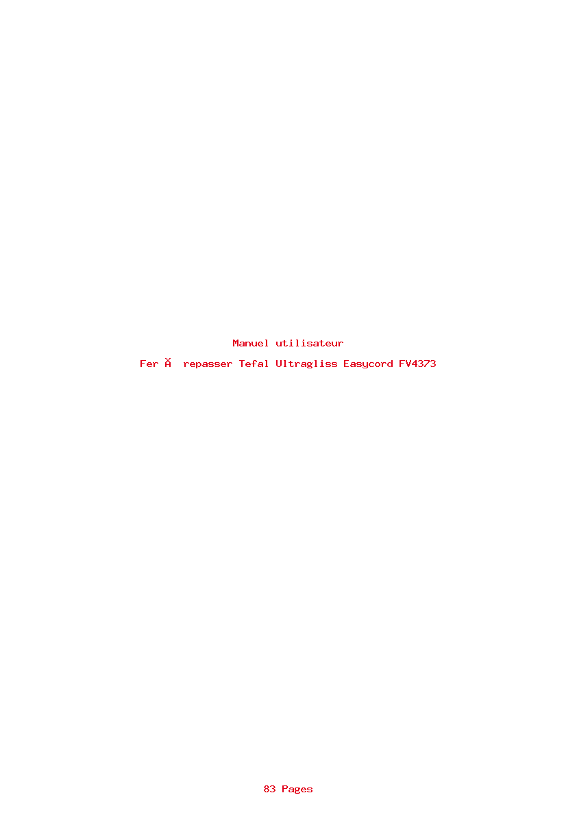 Page 1 de la notice Manuel utilisateur Tefal Ultragliss Easycord FV4373