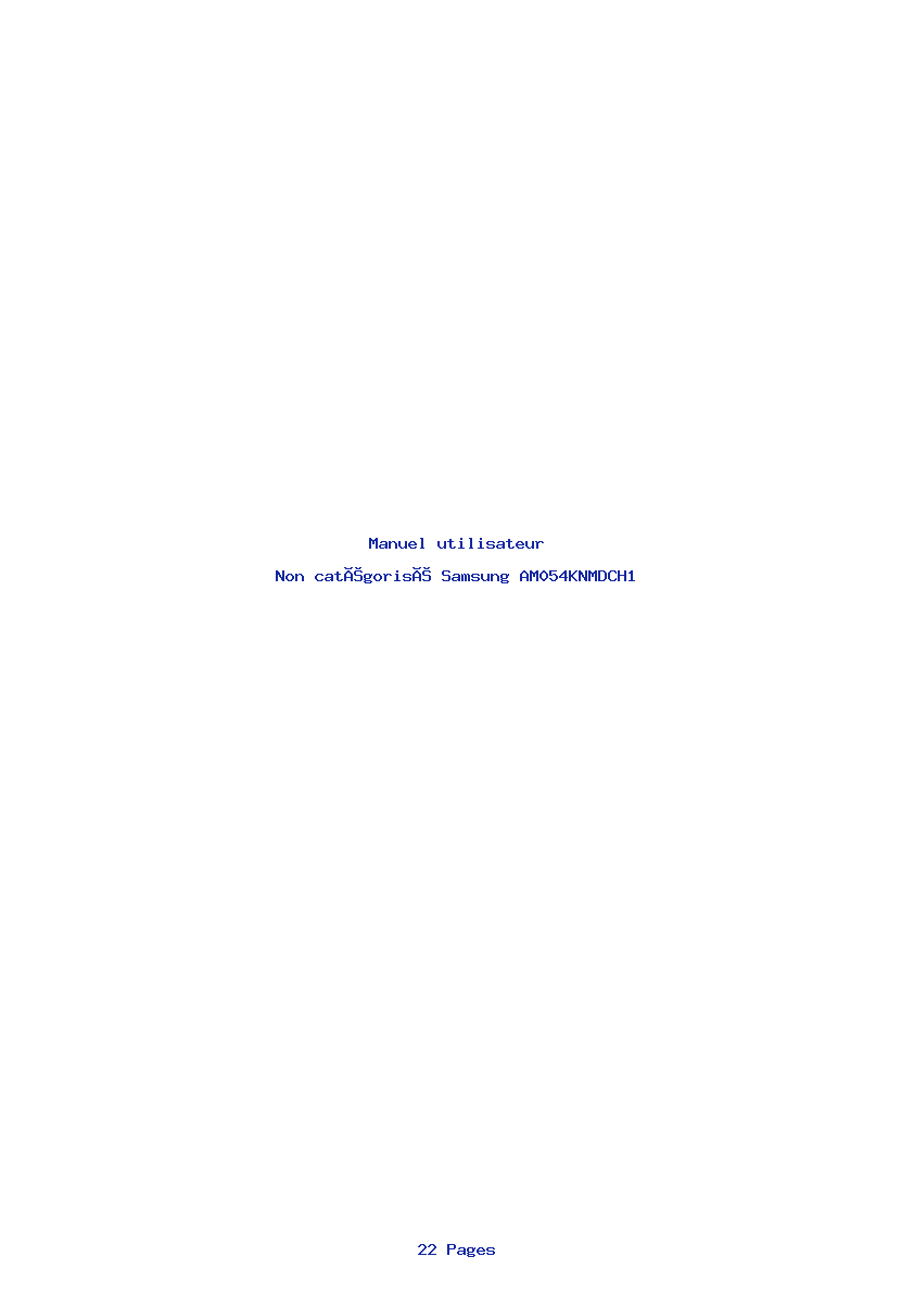 Page 1 de la notice Manuel utilisateur Samsung AM054KNMDCH1