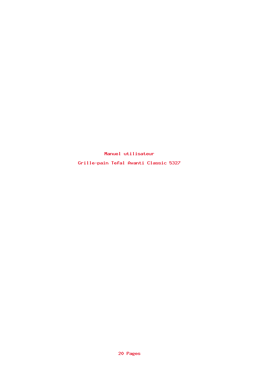 Page 1 de la notice Manuel utilisateur Tefal Avanti Classic 5327