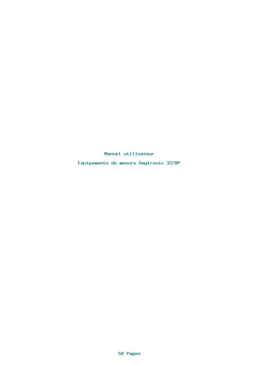 Page 1 de la notice Manuel utilisateur Daytronic 3278P