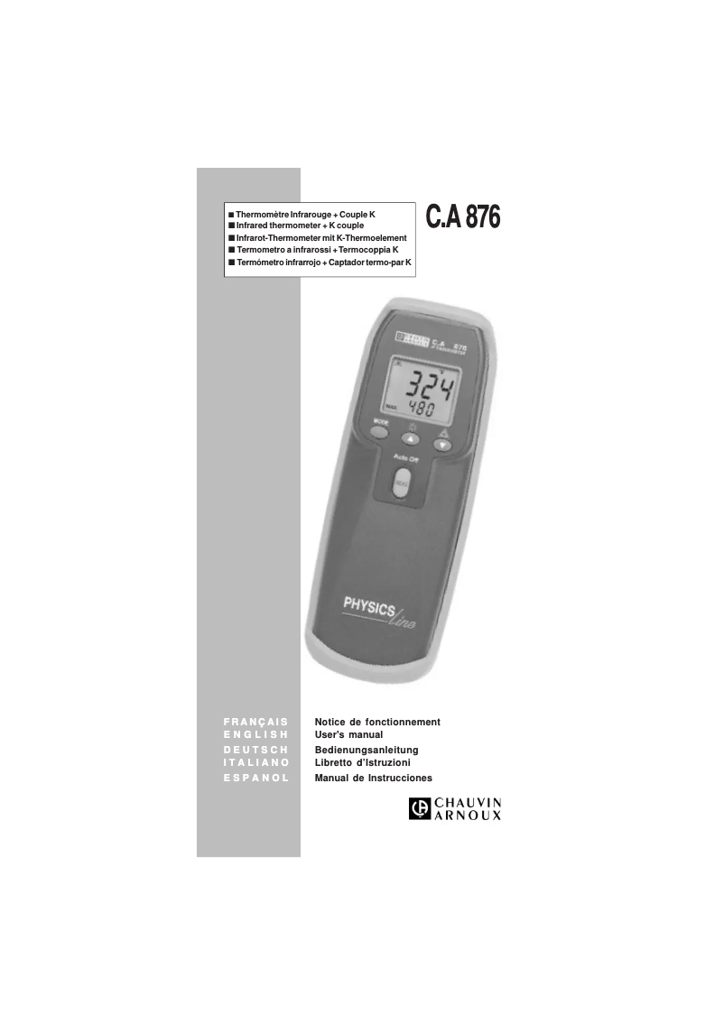 Page 1 of the manual User Manual Chauvin Arnoux C.A 876