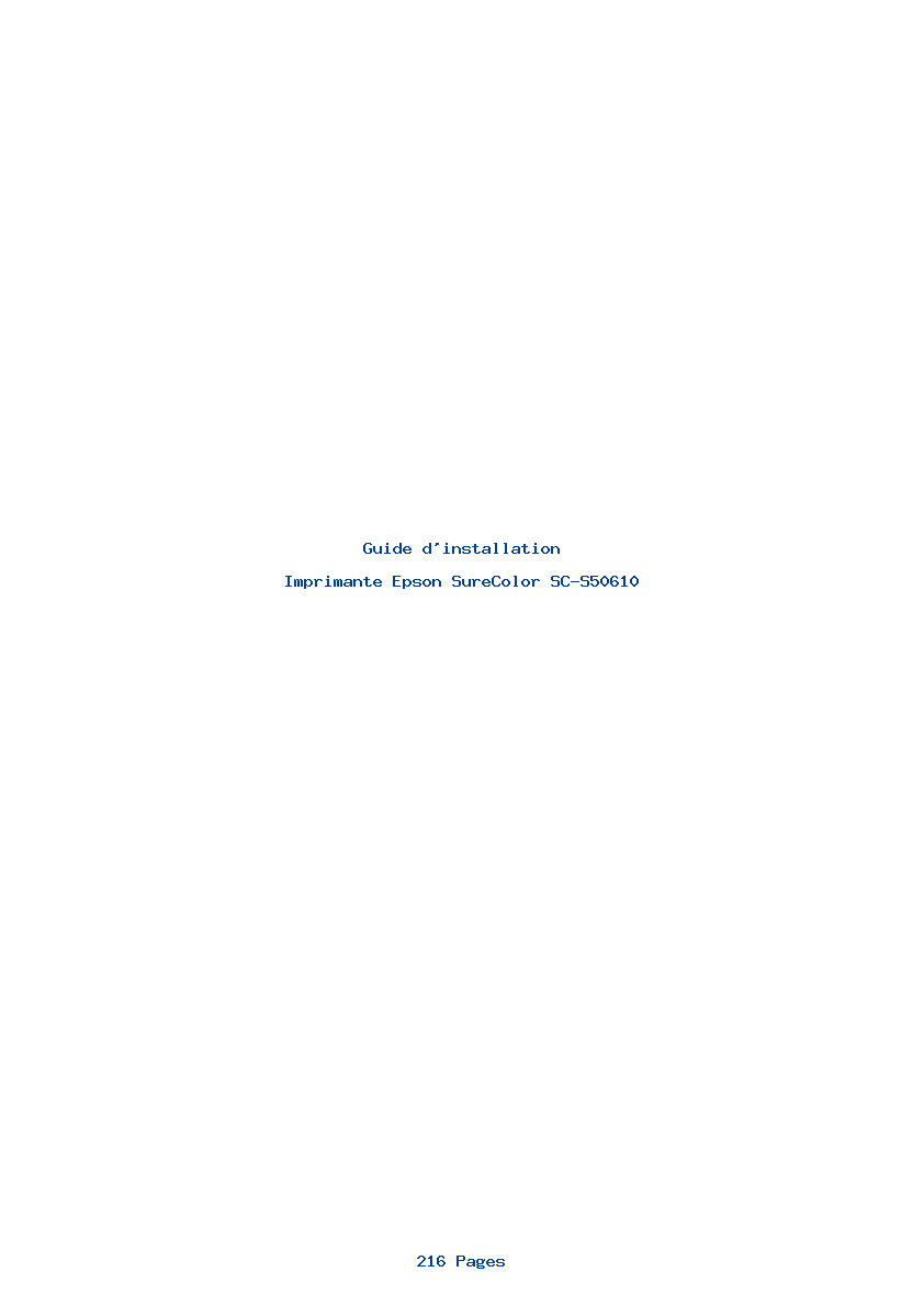 Page 1 de la notice Guide d'installation Epson SureColor SC-S50610
