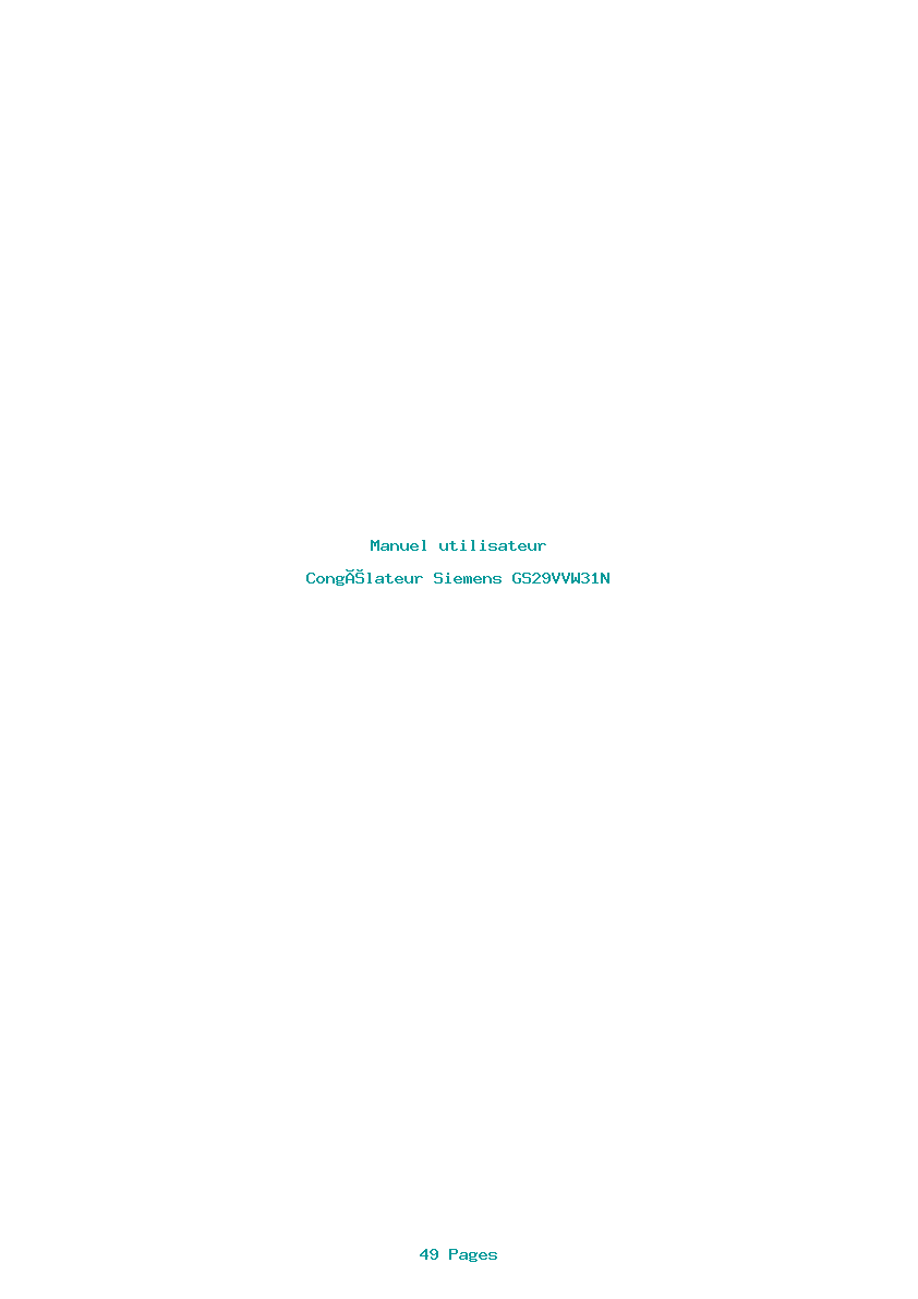Page 1 de la notice Manuel utilisateur Siemens GS29VVW31N