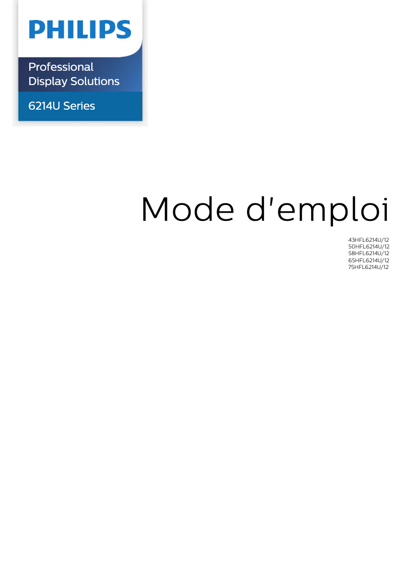 Page 1 de la notice Manuel utilisateur Philips 50HFL6214U