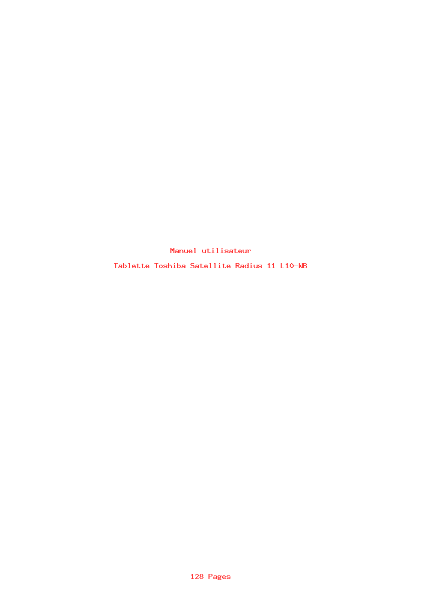 Page 1 de la notice Manuel utilisateur Toshiba Satellite Radius 11 L10-WB