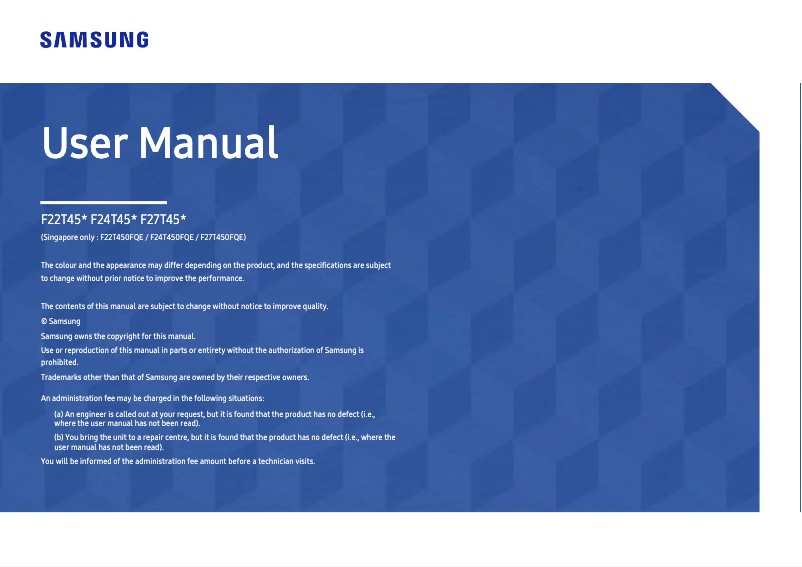 Page 1 de la notice Manuel utilisateur Samsung LF24T450FQEXXY