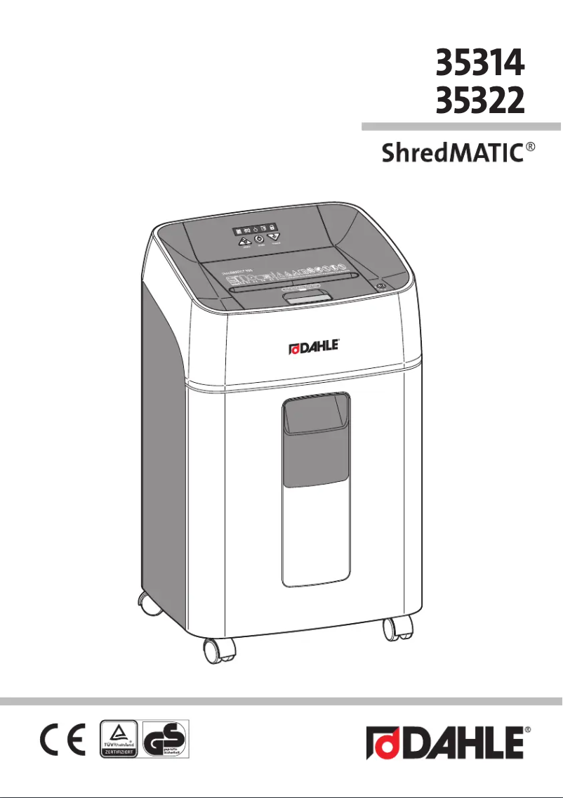 Page 1 de la notice Manuel utilisateur Dahle ShredMATIC SM 300