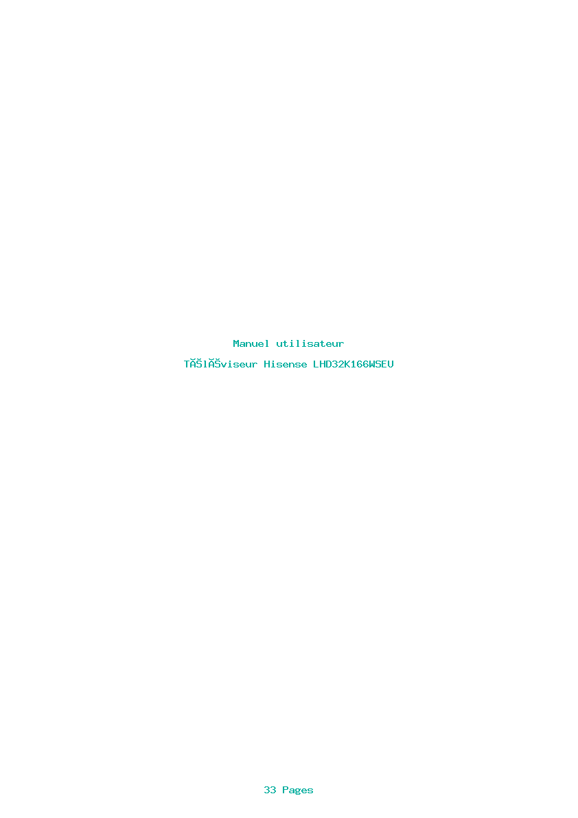 Page 1 de la notice Manuel utilisateur Hisense LHD32K166WSEU